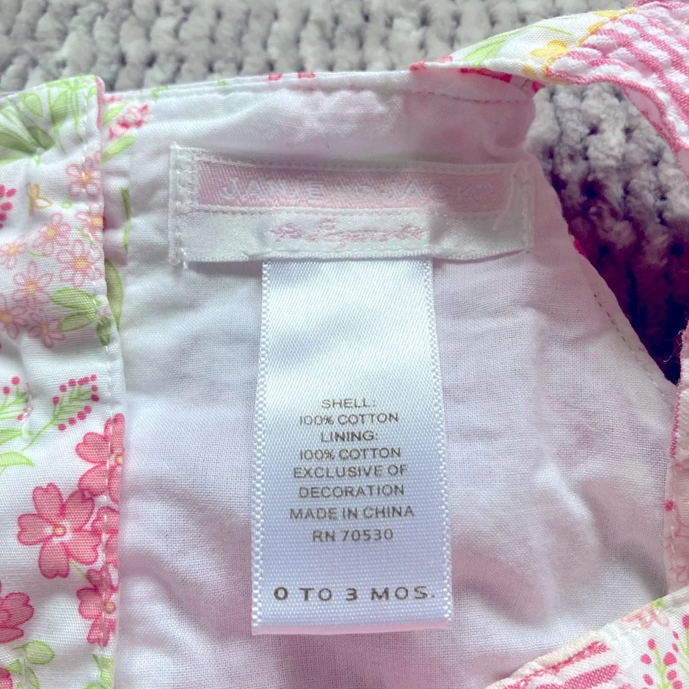 Janie And Jack‎ Patchwork Romper Dress 0-3 Months Floral Seersucker Pink